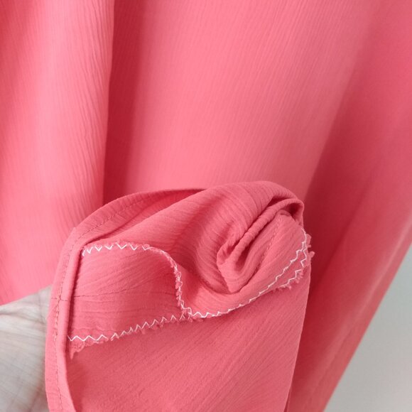 Amish Mennonite Cape Dress 34"B 27.5"W Handmade Modest STAINS Pink Coral Crinkle - Picture 11 of 16